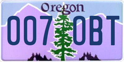 OR license plate 007OBT