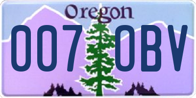 OR license plate 007OBV