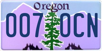 OR license plate 007OCN