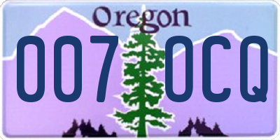 OR license plate 007OCQ