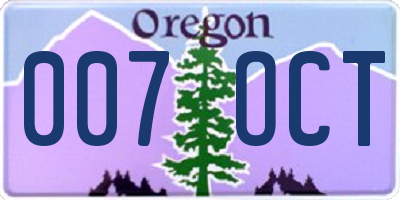 OR license plate 007OCT
