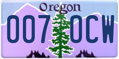 OR license plate 007OCW