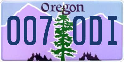 OR license plate 007ODI