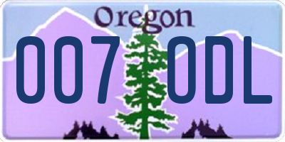 OR license plate 007ODL