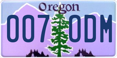 OR license plate 007ODM