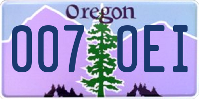 OR license plate 007OEI