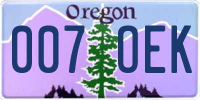 OR license plate 007OEK