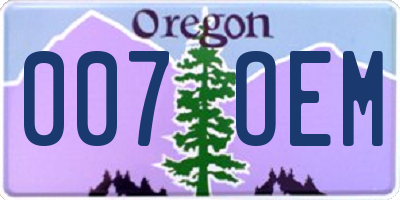 OR license plate 007OEM