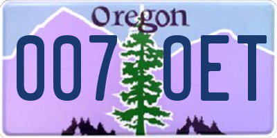 OR license plate 007OET