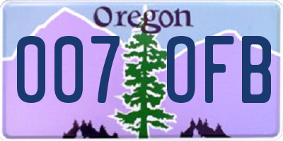 OR license plate 007OFB