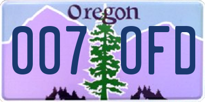 OR license plate 007OFD