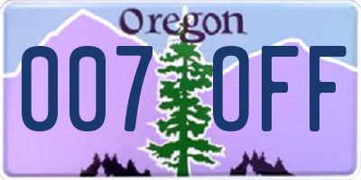OR license plate 007OFF