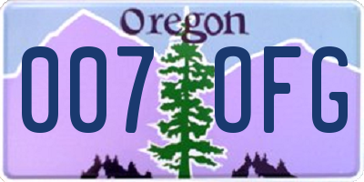 OR license plate 007OFG