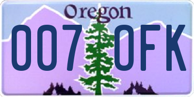OR license plate 007OFK