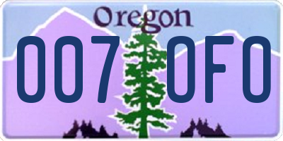 OR license plate 007OFO