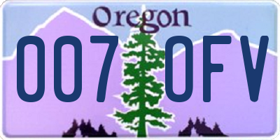 OR license plate 007OFV