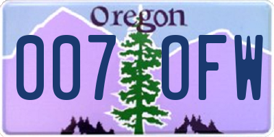 OR license plate 007OFW