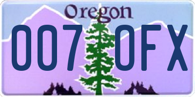OR license plate 007OFX