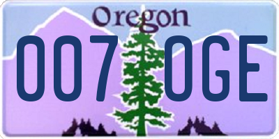 OR license plate 007OGE