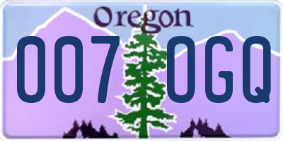 OR license plate 007OGQ
