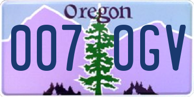 OR license plate 007OGV