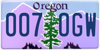 OR license plate 007OGW