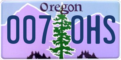 OR license plate 007OHS