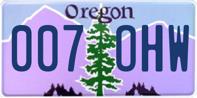 OR license plate 007OHW