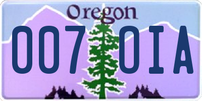 OR license plate 007OIA