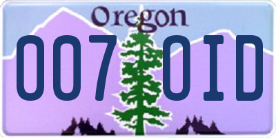 OR license plate 007OID