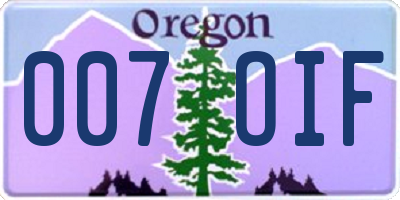 OR license plate 007OIF