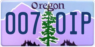 OR license plate 007OIP