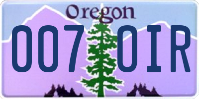 OR license plate 007OIR