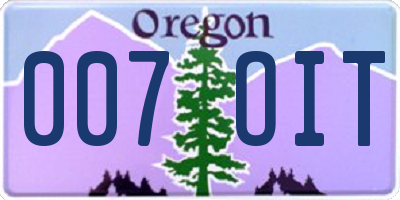 OR license plate 007OIT