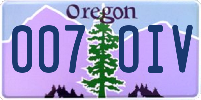 OR license plate 007OIV