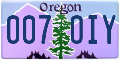 OR license plate 007OIY