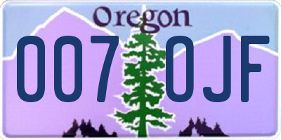 OR license plate 007OJF