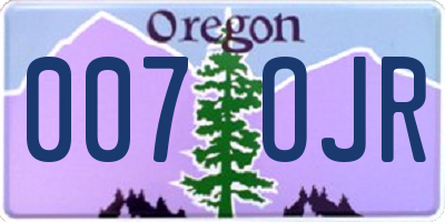 OR license plate 007OJR