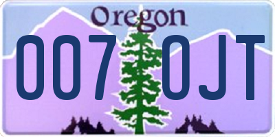 OR license plate 007OJT