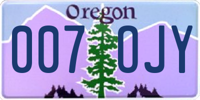 OR license plate 007OJY