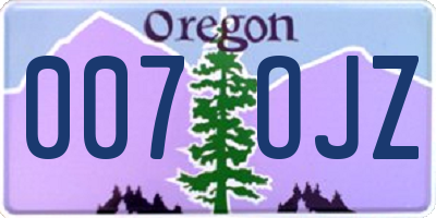 OR license plate 007OJZ