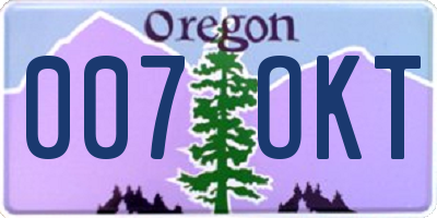 OR license plate 007OKT