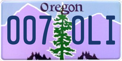 OR license plate 007OLI