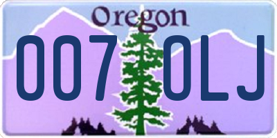 OR license plate 007OLJ