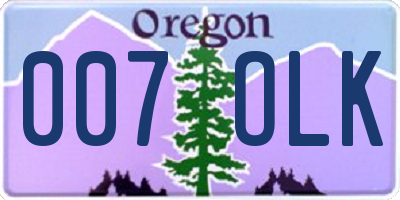 OR license plate 007OLK