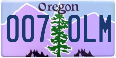 OR license plate 007OLM