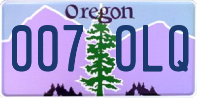 OR license plate 007OLQ