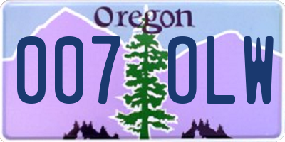 OR license plate 007OLW