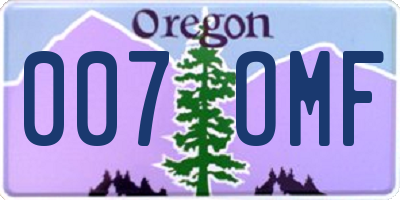 OR license plate 007OMF