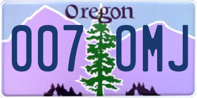 OR license plate 007OMJ